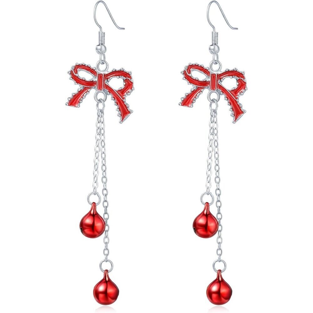 Women's Earring Long Tassel Chain Drop Earrings Trendy Small Bow Sparkly Elegant